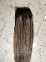 HD Lace Closure - Ash Honey Carmel with Dark Roots