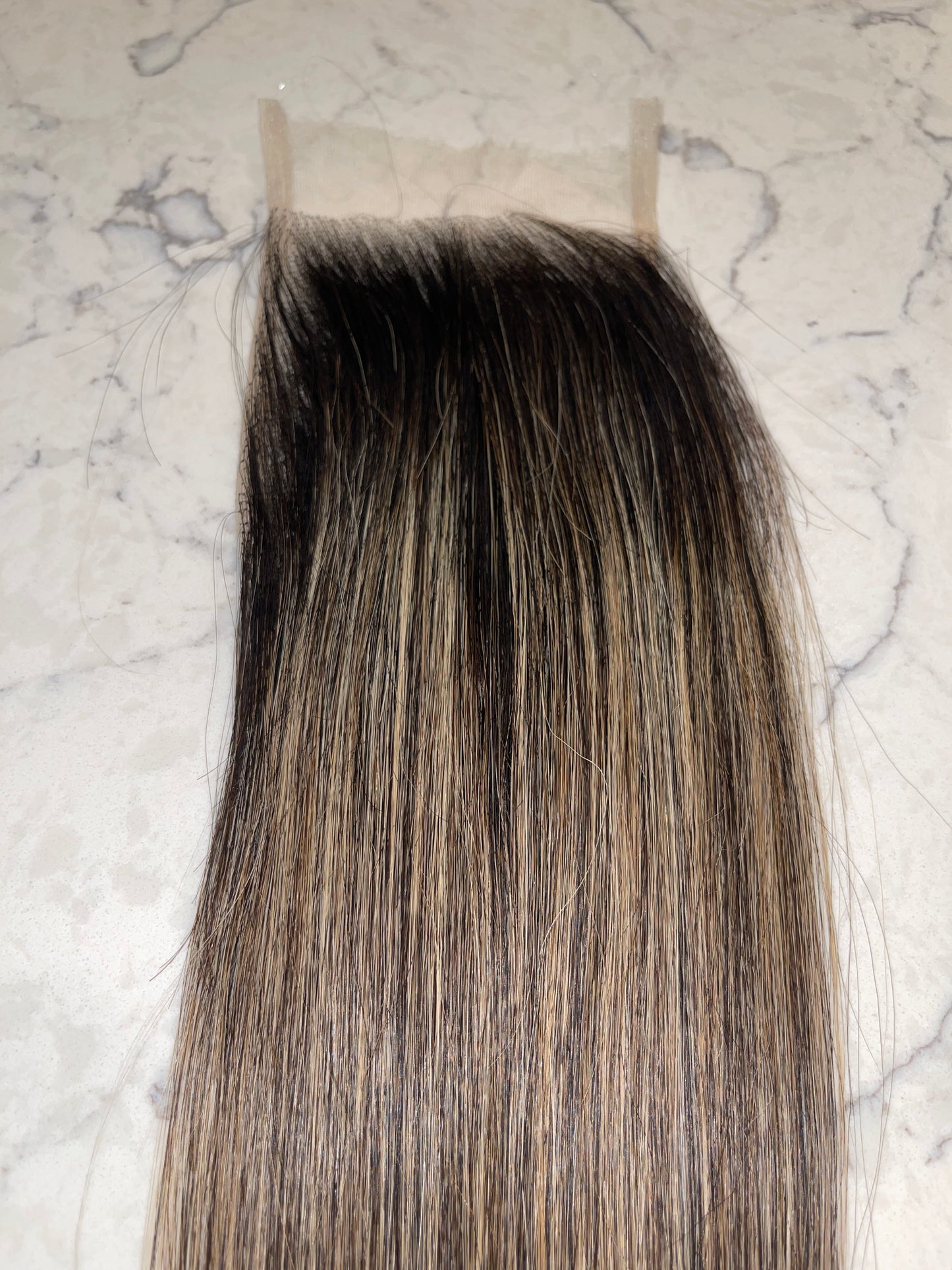 Lace Closure - Ash Honey Carmel With Dark Roots