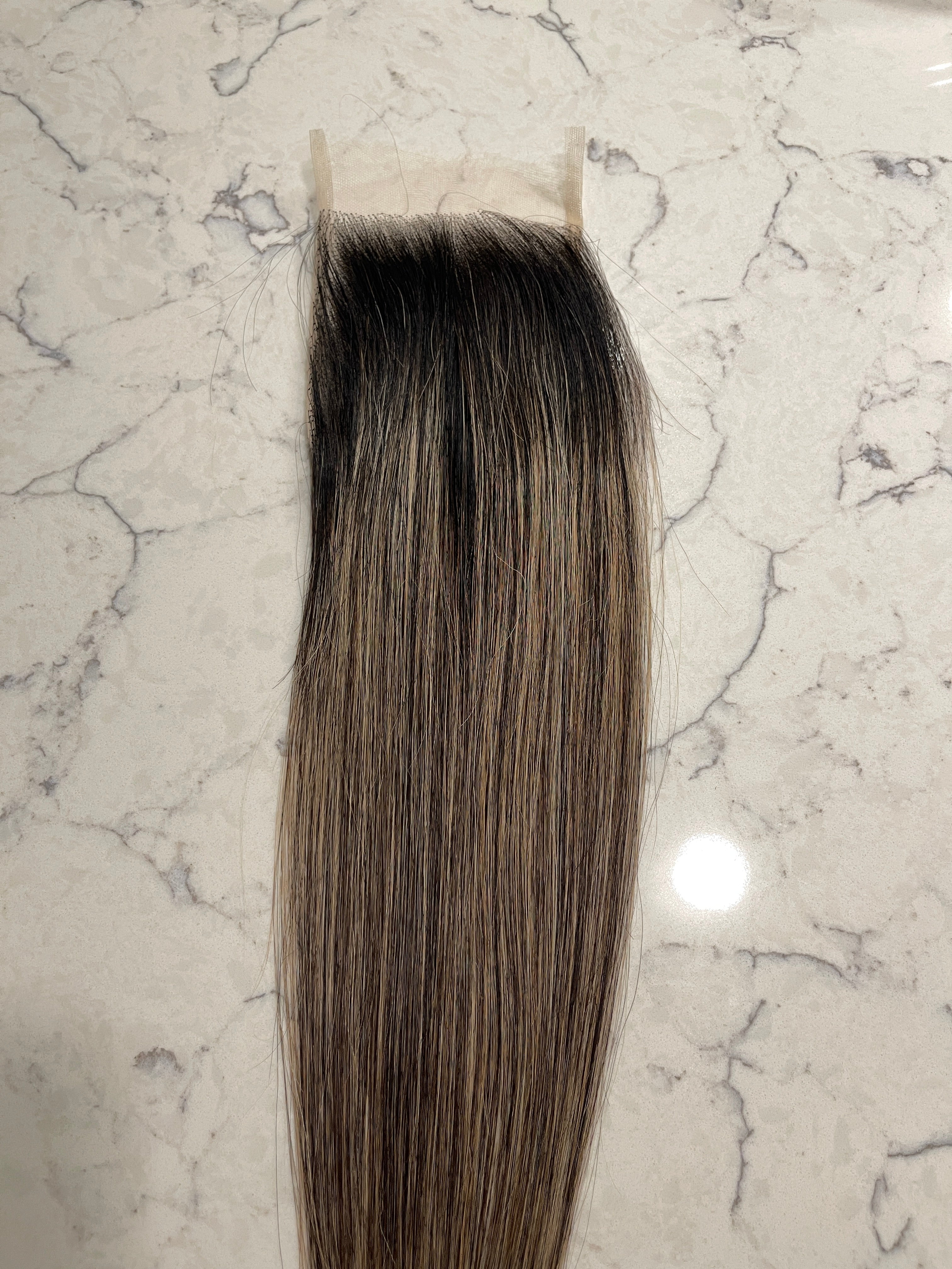 HD Lace Closure - Ash Honey Carmel with Dark Roots