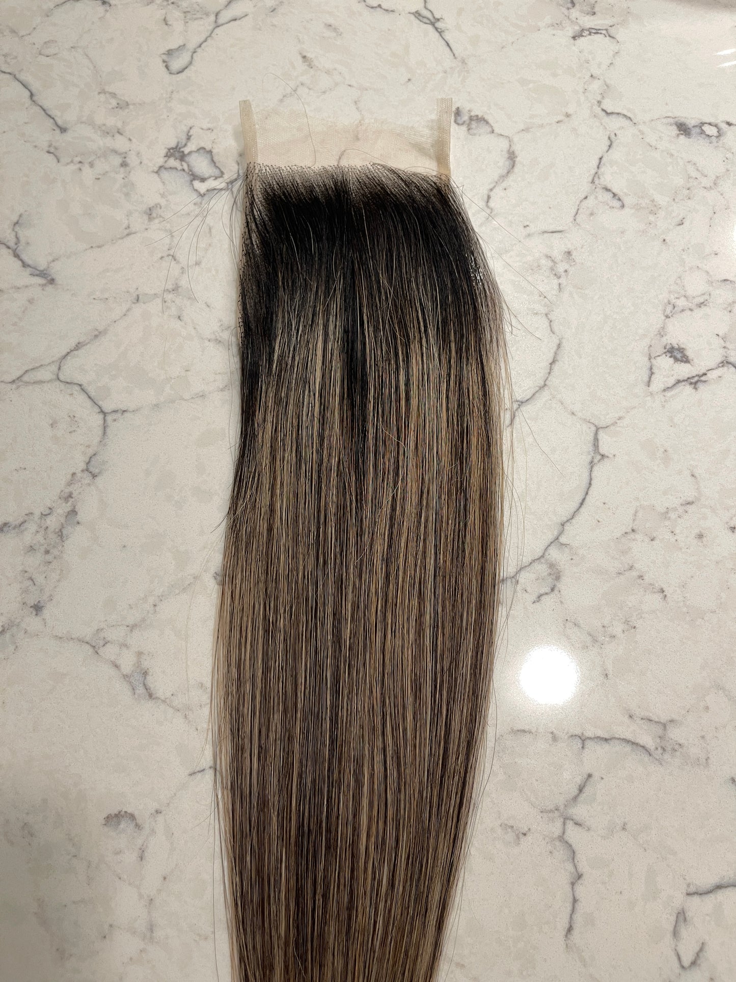 Lace Closure - Ash Honey Carmel With Dark Roots