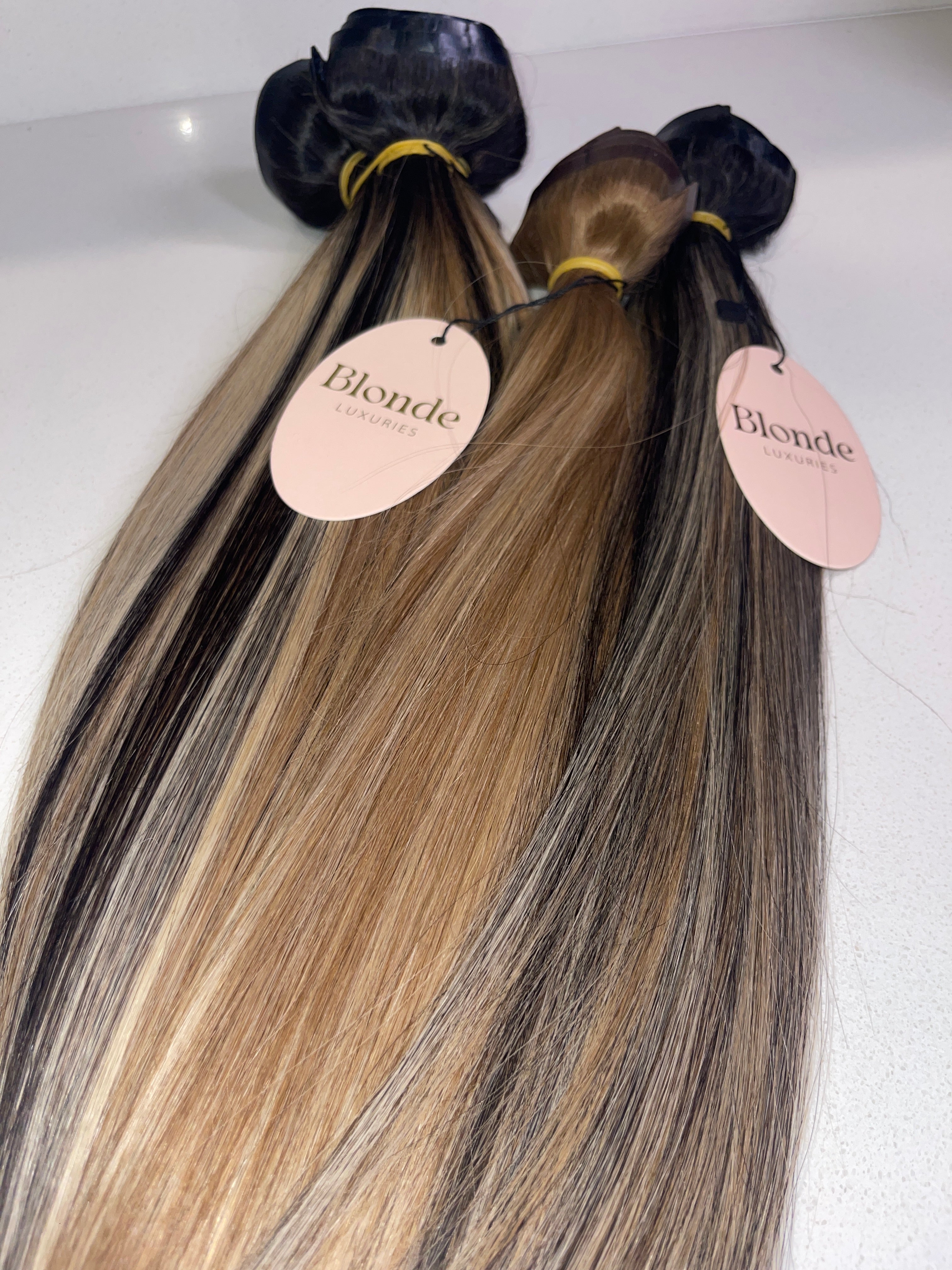 READY TO SHIP- Ash Honey Carmel (seamless clip-ins)